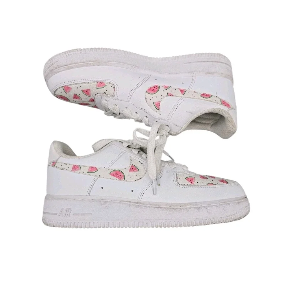 Nike Women's Size 8 US‎ Custom Watermelon Stitcjed Air Force 1 Sneakers Shoes